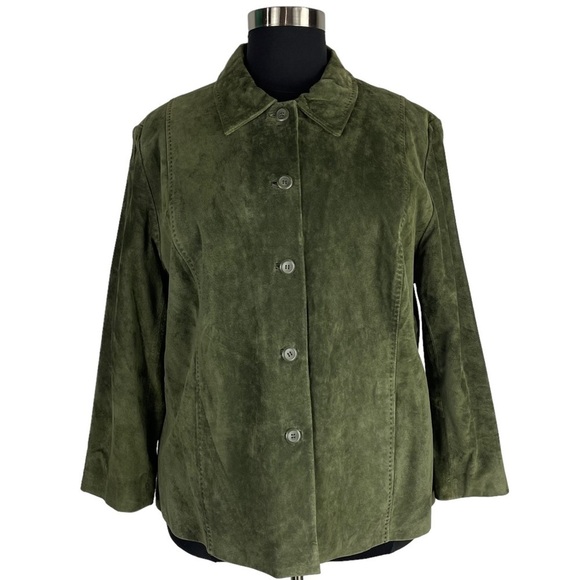 PENDLETON GREEN SUEDE LEATHER LIGHTWEIGHT BUTTON DOWN SHIRT JACKET SHACKET - Picture 3 of 13